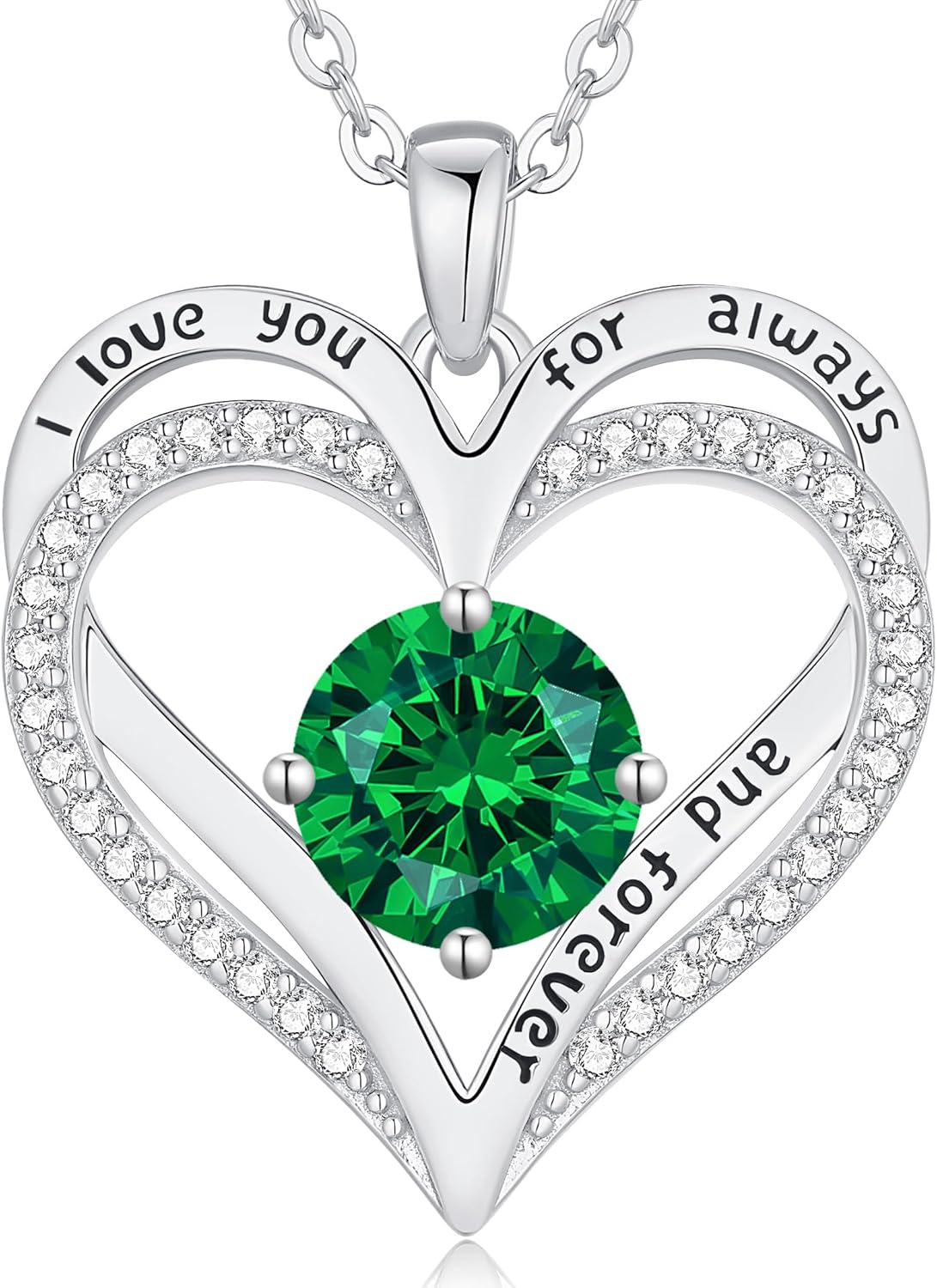 LOUISA SECRET Love Heart Birthstone Necklaces for Women, Birthday Gift for Women, Anniversary Jewelry for Wife Her, 925 Sterling Silver Pendant Necklace, Mother's Day Gift