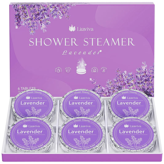 Shower Steamers Aromatherapy 6 Pack - Christmas Gifts for Women, Stocking Stuffers, Birthday Gifts for Mom, White Elephant Gift, Travel Essentials, Self Care - Lavender (Lavender)