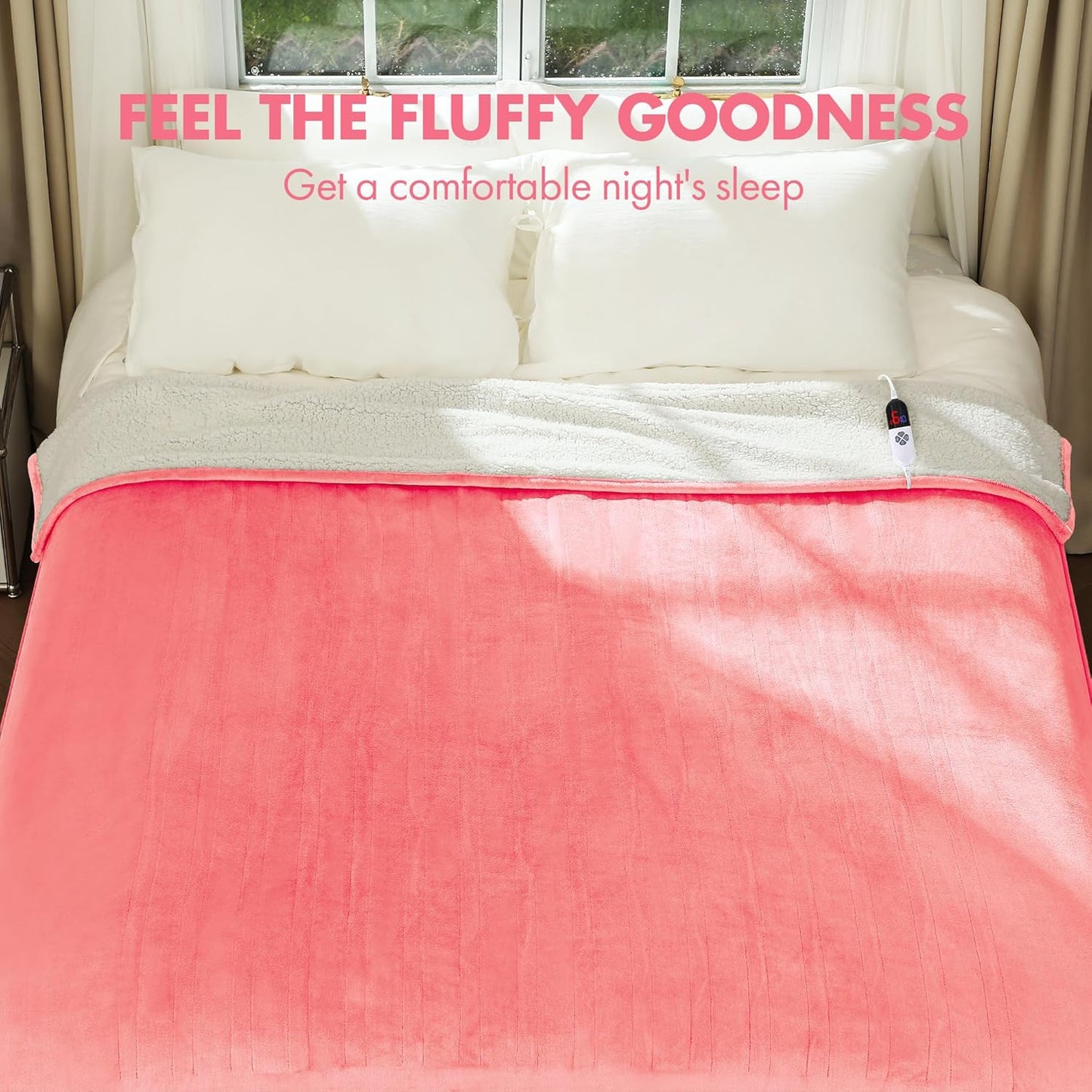 Heated Blanket Full Size 72" x 84" - Fluffy Ultra Soft Flannel Electric Blanket with 6 Heating Levels & 10 Hours Adjustable Timer, Fast Heating and ETL Certified (Pink)