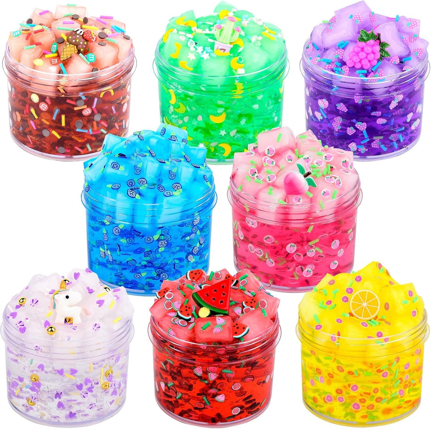 Jelly Cube Clear Slime Kit 8 Pack for Kids, Crunchy Bulk Slime, Super Soft & Non-Sticky, DIY Crystal Slime Party Favors for Girls Boys 5 6 7 8 9 10 11 12