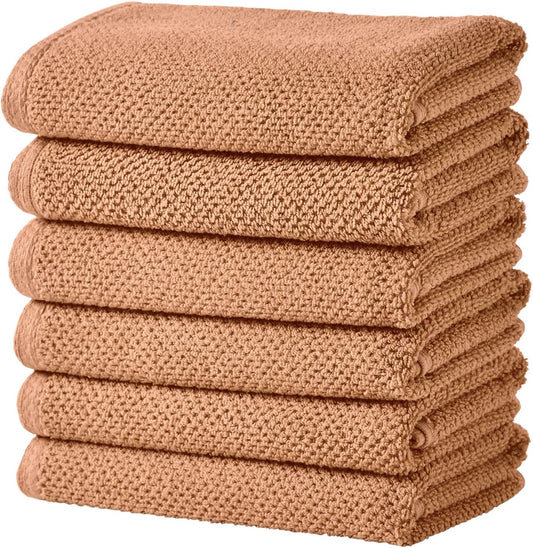 Great Bay Home Orange Hand Towels - 100% Cotton 6 Pack 26x16 Hand Towel Set - Absorbent, Quick-Drying, Durable Towels for Handroom Decor - Low-Twist, Two-Ply Fibers (Clay)