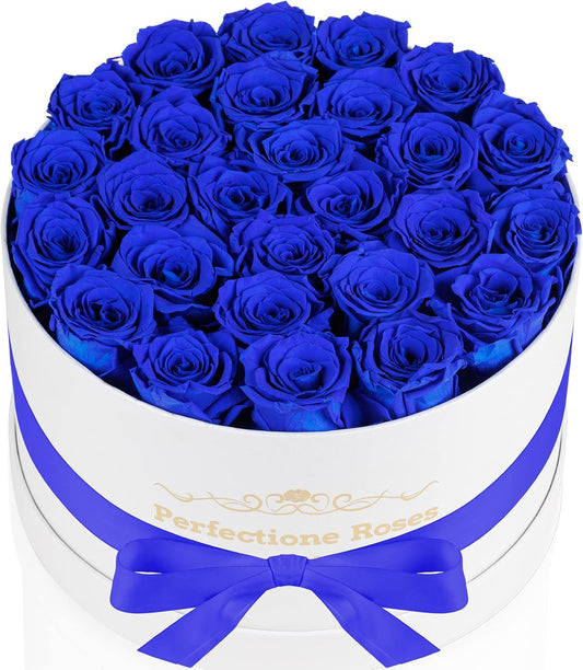 Perfectione Roses 27 Roses in a Box, Mothers Day Rose, Preserved Flowers for Her, Flowers for Delivery Birthday Gifts for Women (Royal Blue)