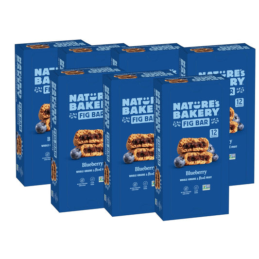 Nature’s Bakery Whole Wheat Fig Bars, Blueberry, Real Fruit, Vegan, Non-GMO, Snack bar, 7 boxes with 12 twin packs (84 twin packs)