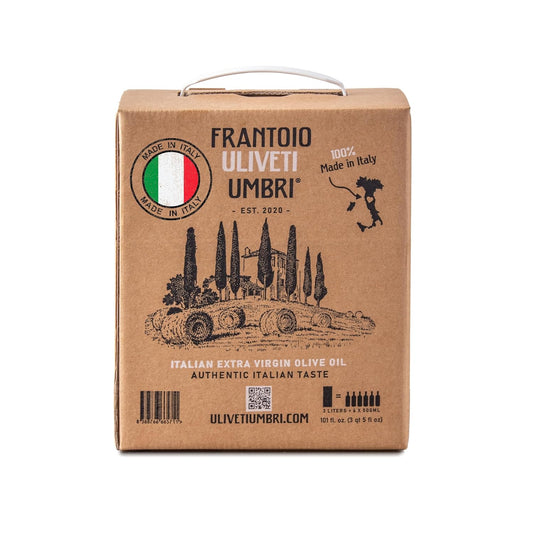 Frantoio Uliveti Umbri Bag in Box Olive Oil | Authentic Italian Extra Virgin Olive Oil | Perfect for Finishes and Dressings | Cold Pressed 100% Made in Italy | Bag-in-Box 3L (101.4 Fl Oz)