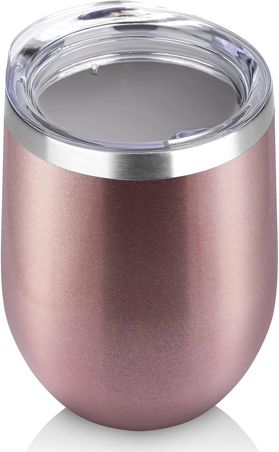 DOMICARE Stainless Steel Wine Tumbler Bulk with Lid, 12oz Travel Coffee Cups, Personalized Rose Gold Insulated Tumblers Set, Pack of 1