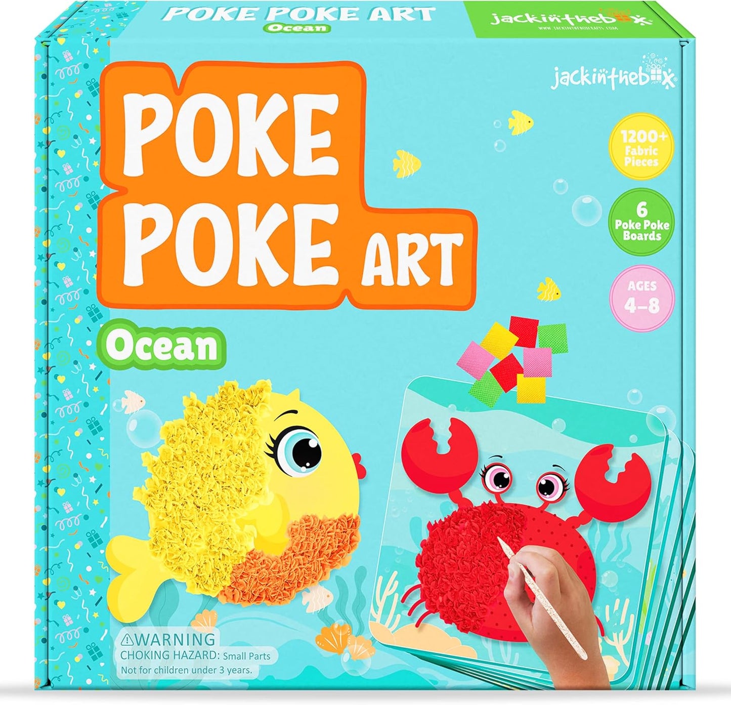 jackinthebox Poke Poke Art – Ocean Animals Like Crab, Turtle, Clownfish, Sea Horse, Jellyfish, Pufferfish, Mess-Free Sewing Art for Kids, Great Gift for Girls and Boys Ages 4 5 6 7 8