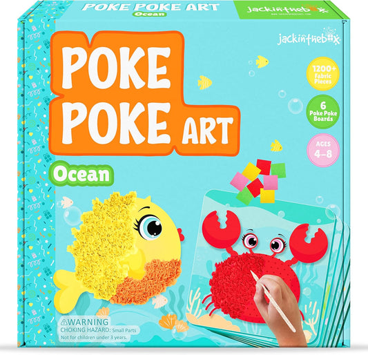 jackinthebox Poke Poke Art – Ocean Animals Like Crab, Turtle, Clownfish, Sea Horse, Jellyfish, Pufferfish, Mess-Free Sewing Art for Kids, Great Gift for Girls and Boys Ages 4 5 6 7 8