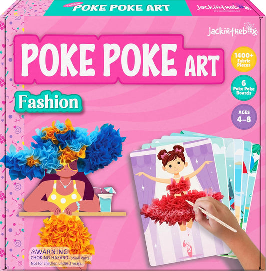 jackinthebox Poke Poke Art for Kids – Fashion Theme Dress Decorations for Princess, Winter, Monsoon, Hawai, Beach, Ballerina, Mess-Free Sewing Art for Kids, Gift for Girls and Boys Ages 4 5 6 7 8