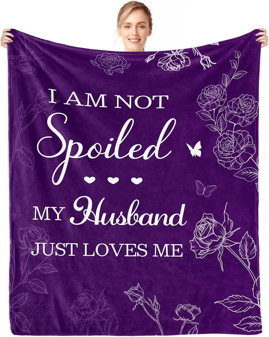 CENSIHER Gifts for Her Wife, Romantic Wife Gift from Husband, Anniversary Wedding Gifts for Women Her, Wifey Birthday Ideas, Spoiled Blanket 60x50in, Best Valentines Mothers Day Presents