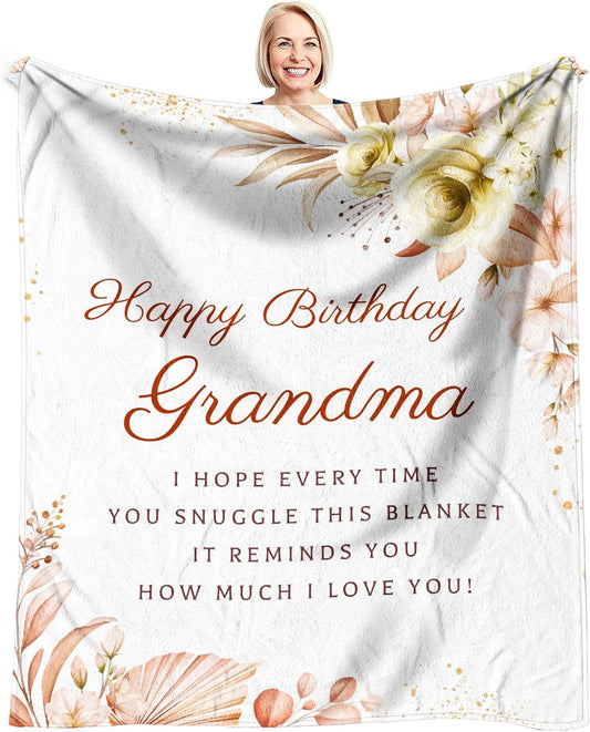 Grandma Birthday Gifts from Granddaughter, Best Birthday Gifts for Grandma, Grandmother Birthday Gifts from Grandchildren, Birthday Presents for Grandmother Throw Blanket 60 x 50 Inch