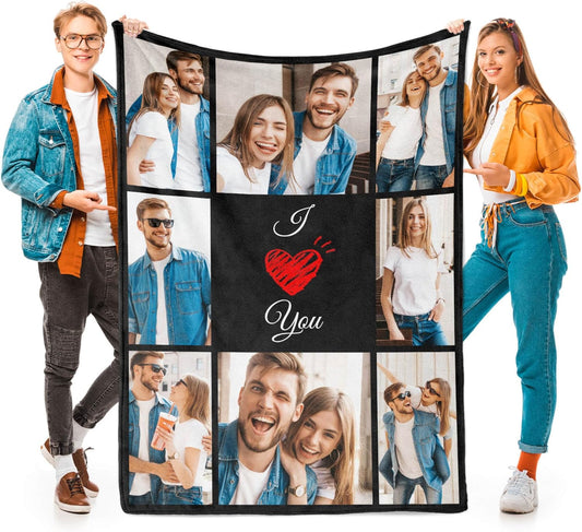 Custom Blanket with Picture Text Customized Thow Blankets Personalized Blanket, Customizable Blanket Photo Blankets, Customize Gifts for Mom Dad Couple Girlfriend Boyfriend Wife Husband