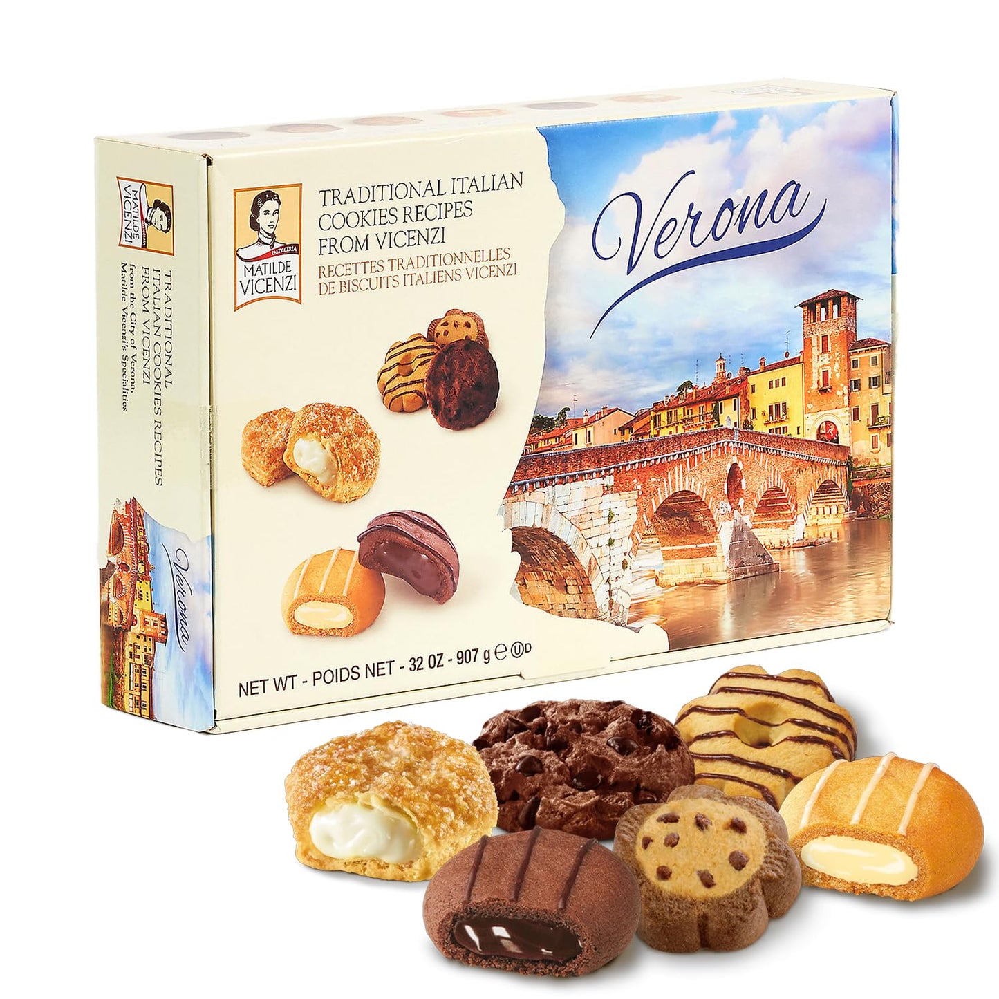 Matilde Vicenzi Verona Excellence Gift Box - Assortment of Italian Pastries and Cookies for Corporate, Birthday, Mother's Day, Father's Day, Teachers Gift, Get Well and Other Special Occasions - 32 oz (907g)