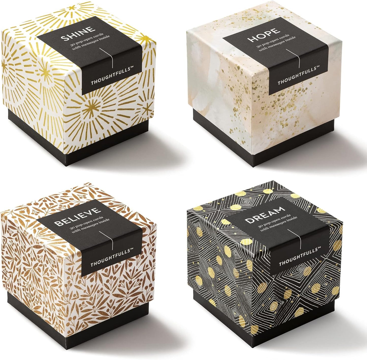 Compendium ThoughtFulls Pop-Open Cards — 4-Pack of Shine, Hope, Believe, Dream — 120 Pop-Open Cards, Each with a Different Message Inside