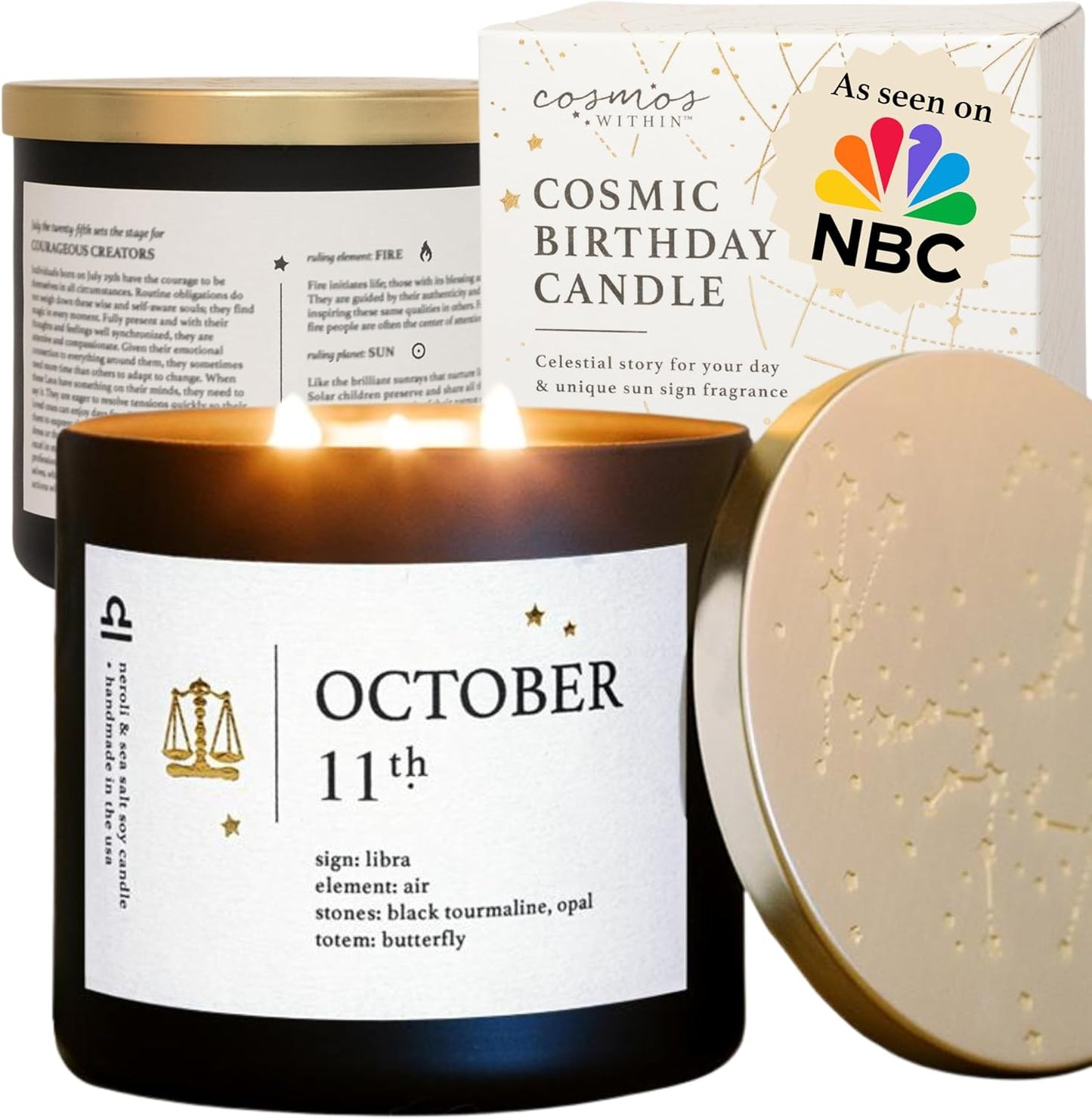 October 11th Personalized Zodiac Candle | Inspirational Astrology Reading and Daily Affirmation for Your Birthdate | Handmade Libra Candles | Astrology Birthday Gifts for Women