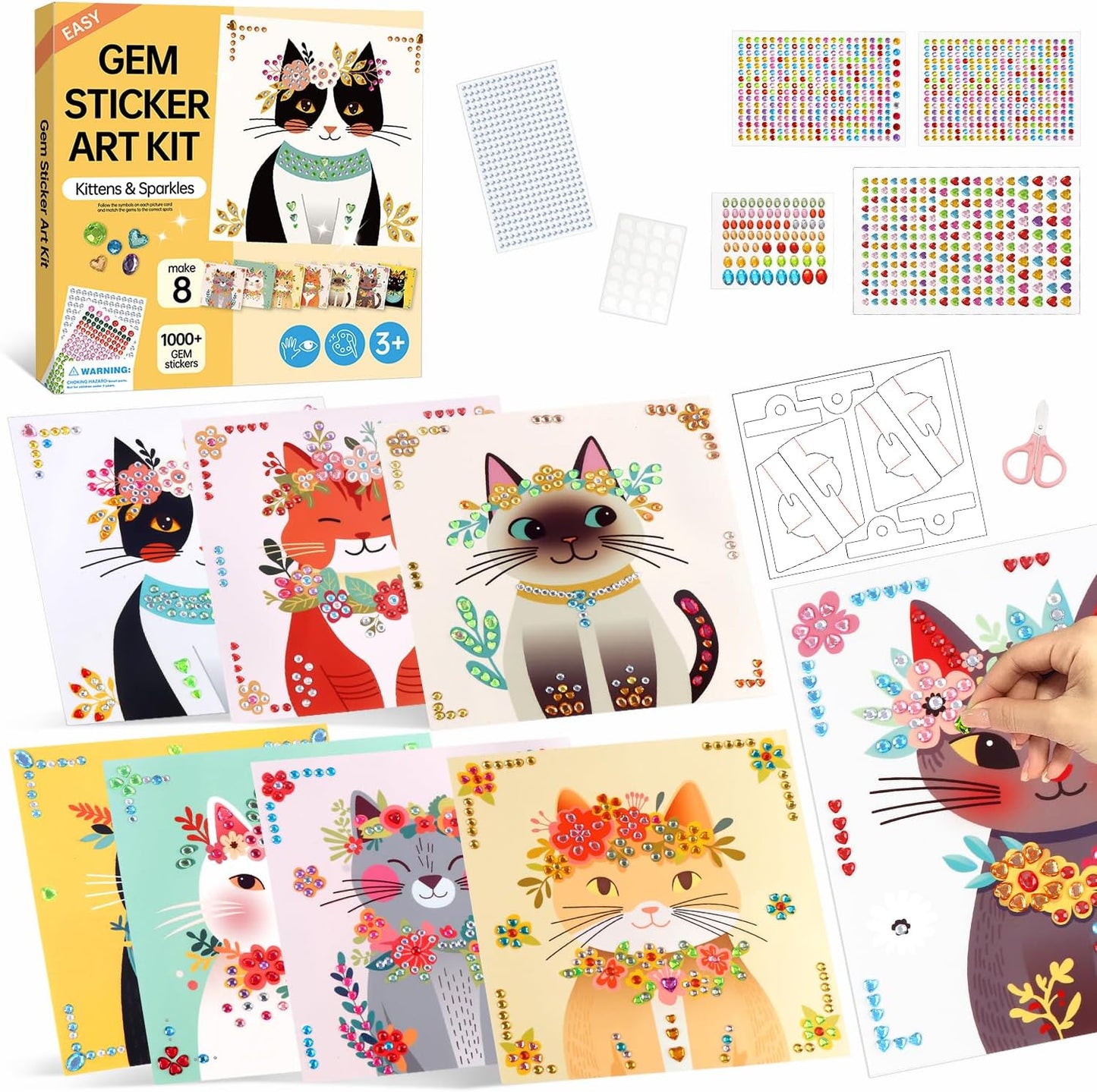 Marlrin Cats Craft Kits for Kids Ages 4-8, Arts and Crafts Kits,Craft Kit for Girls 6-8,Diamond Painting Toys for Girls 5-7,Birthday and Christmas Gift for Kids Ages 3, 4, 5, 6, 7, 8
