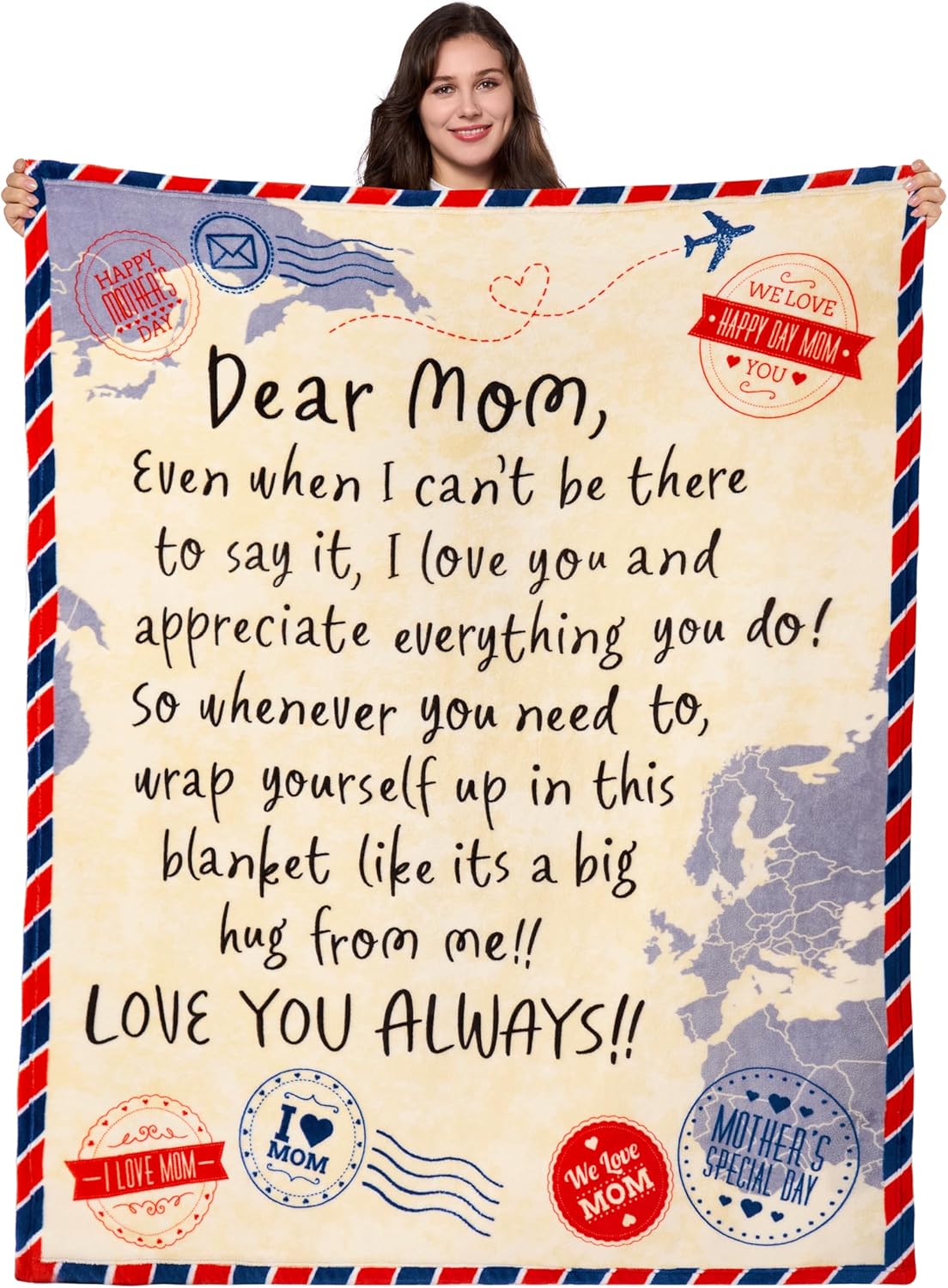 Joiedomi Birthday Gifts for Mom Soft Flannel Mom Blanket for Women Wife Grandma Mothers Day Anniversary Present from Daughter Son 50" x 60" Brown