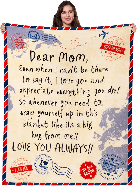 Joiedomi Birthday Gifts for Mom Soft Flannel Mom Blanket for Women Wife Grandma Mothers Day Anniversary Present from Daughter Son 50" x 60" Brown