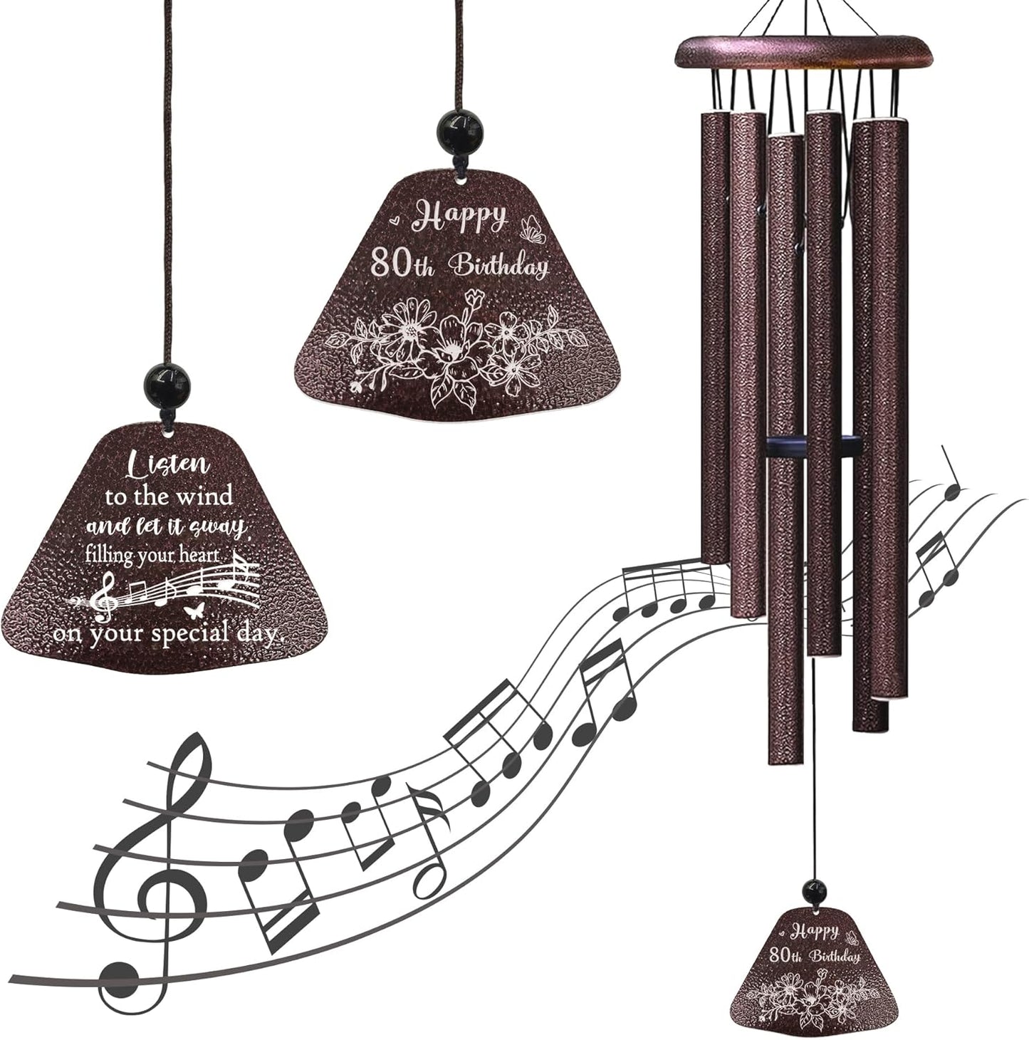 80th Birthday Gifts for Women/Men, 80th Birthday Decorations 32” Wind Chimes Outside, 80 Year Old/1945 Bday Gifts for Men/Women