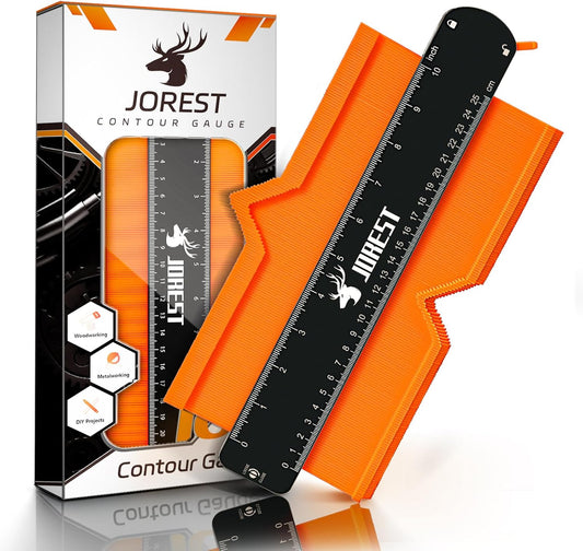 JOREST Contour Gauge with Lock (10 Inch), Gifts Ideas for Men Dad Carpenter Handyman, Profile Tool for Tile Flooring, Carpet laying, Woodworking, Measuring Angle/Shape/Outline/Edge
