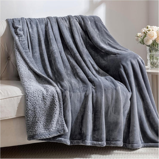 Heated Blanket Electric Full Size with 8 Heat Levels & 10 Time Settings, Heating Blanket with Flannel & Sherpa for Bed, Full Body, Couch, Home Office Use, Machine Washable, Warm Gift (Grey 72"x84")