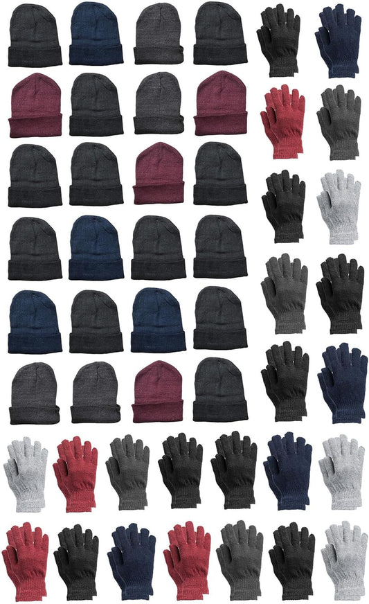 Yacht & Smith Winter Beanies & Gloves Wholesale Bulk Cold Weather Unisex Hat & Glove