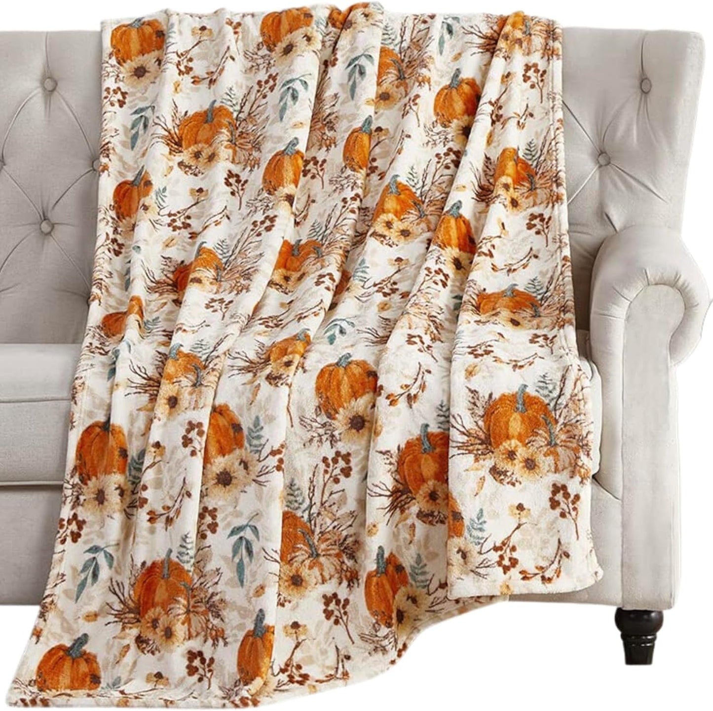 Fall Fleece Throw Blanket: Velvety Soft, Durable Plush Accent for Bed or Couch (Vintage Harvest, 50 x 70 inches)