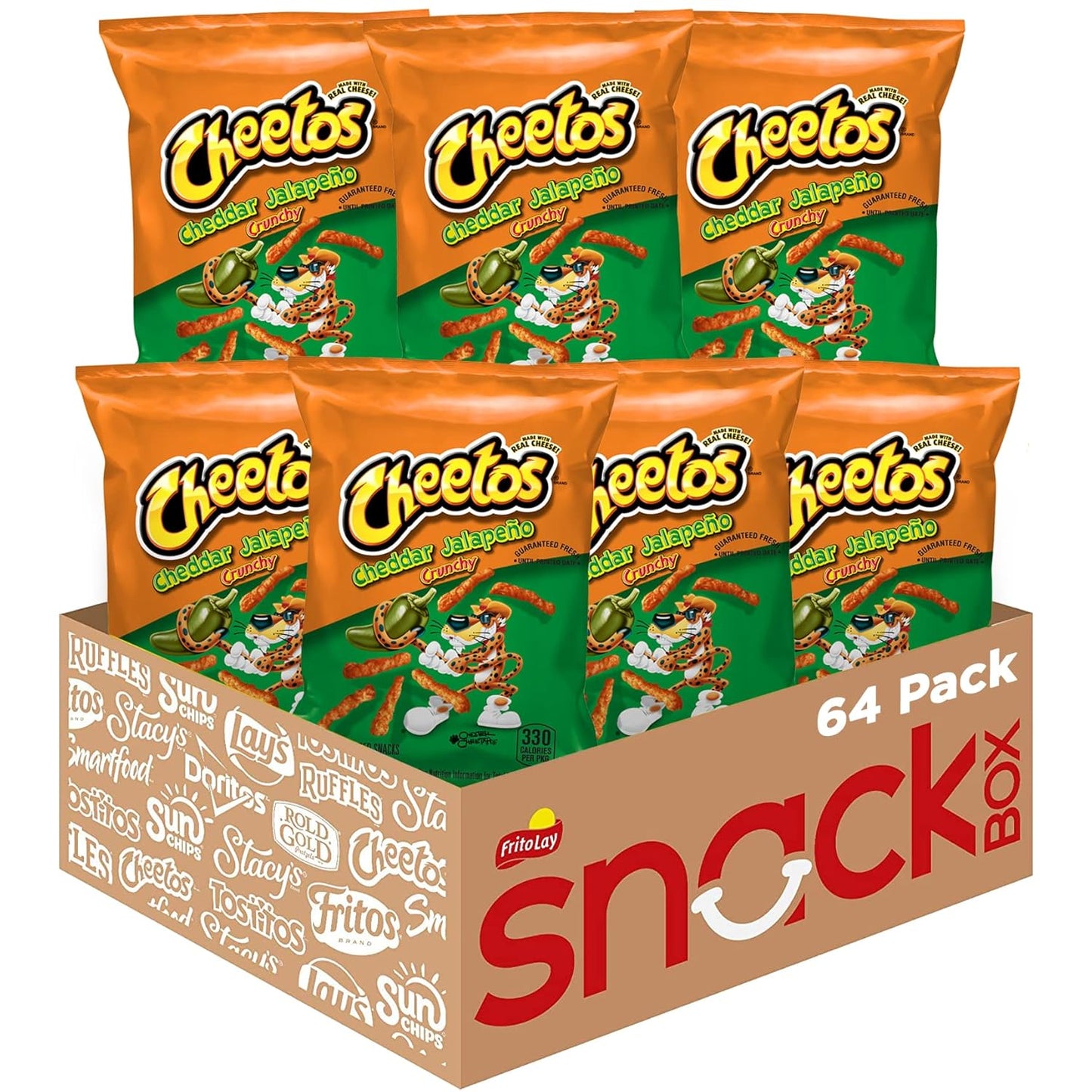 Cheetos Cheese Flavored Snacks, Cheddar Jalapeno Crunchy, 2 Ounce (Pack of 64)