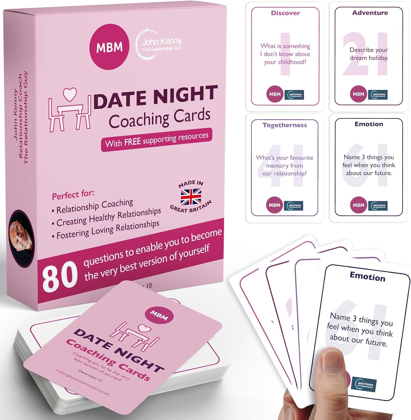 MBM 80 Date Night Coaching Cards – Conversation Starters & Intimacy Game for Couples | Date Night Ideas, Couples Therapy Resources & Marriage Counseling Workbooks for Deeper Connection