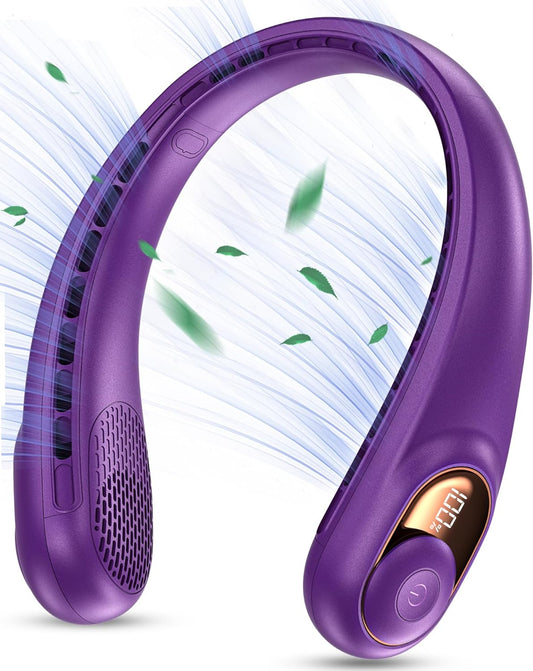 KIDEE Neck Fan, Neck Fans Portable Rechargeable, Upgraded Cooling Air Volume, Ultra Quiet, 4000 mAh Battery Operated, Long Use Time, 3 Speeds Adjustable Personal Hand Free Fan