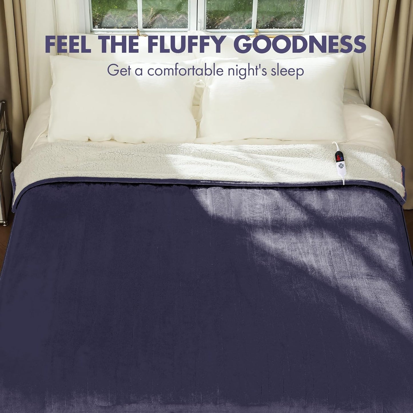 Electric Blanket Full 72"x84" - Fluffy Ultra Soft Flannel Heated Blanket Full Size with 6 Heating Levels & 10 Hours Adjustable Timer, Fast Heating & Heated Lap Blanket for Office(Ash Violet)