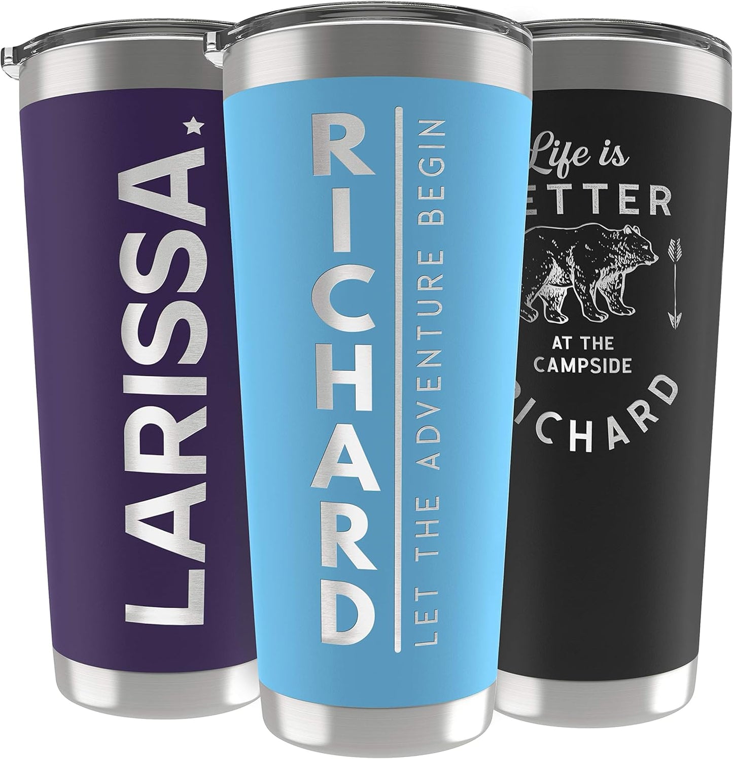 Personalized Gifts For Women - 30 Oz. Custom Tumblers w/Lid, Sky Blue - Insulated Travel Coffee Mugs - Optional Straw Set, Stainless Steel Double Wall Coffee Tumbler, Personalized Cups