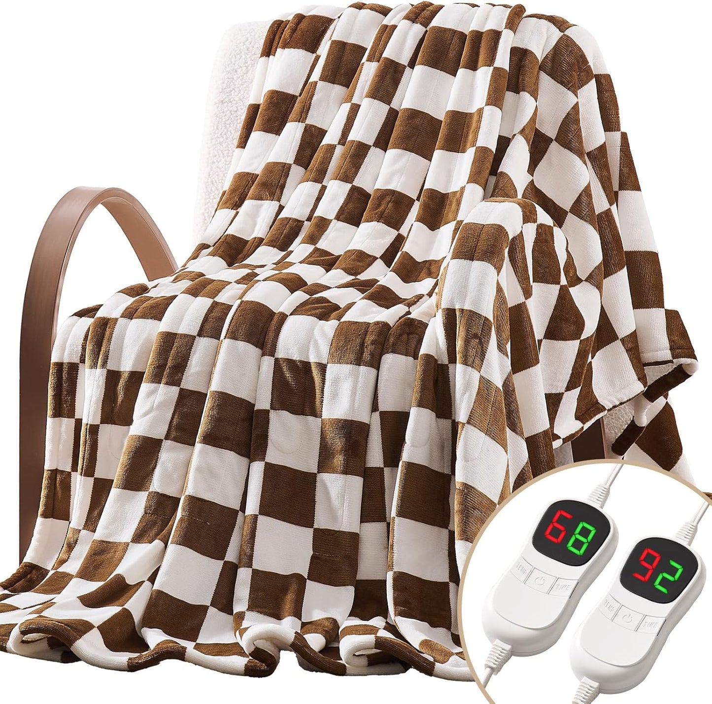 Homemate Electric Blanket Heated Queen Size - 84“x90“ Ultra Soft Cozy Flannel Heating Blanket with 10 Fast Heat Levels 8 Hours Auto Off Over-Heated Protection ETL Certification Keep Warm in Home