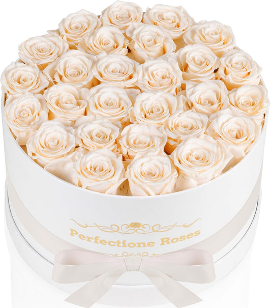 Perfectione Roses 27 Roses in a Box, Mothers Day Rose, Preserved Flowers for Her, Flowers for Delivery Birthday Gifts for Women (Buttermilk)