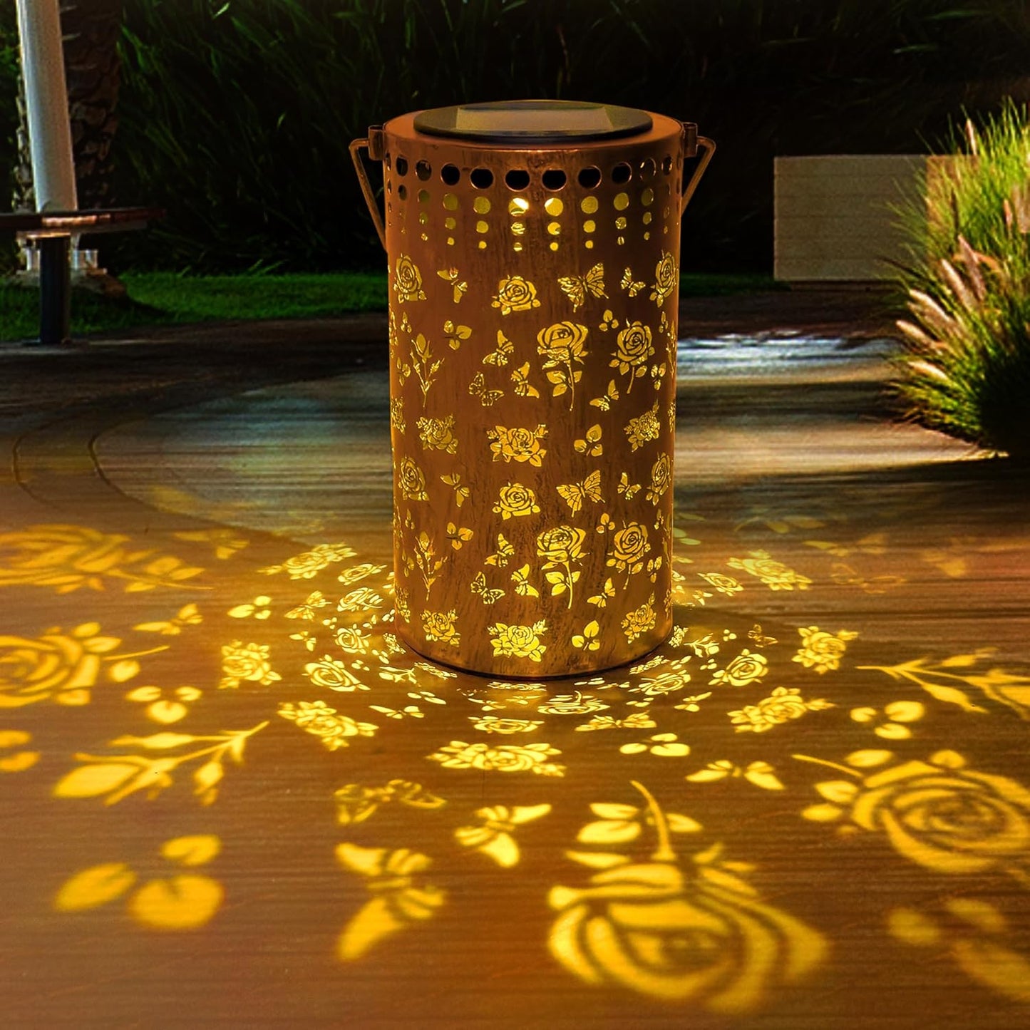 Butterfly Rose Solar Lanterns Outdoor Waterproof, Birthday Gifts for Women Mom Grandma, Hanging Solar Lights for Yard, Patio, Porch, Garden Decor, Christmas Gifts for Her/Him