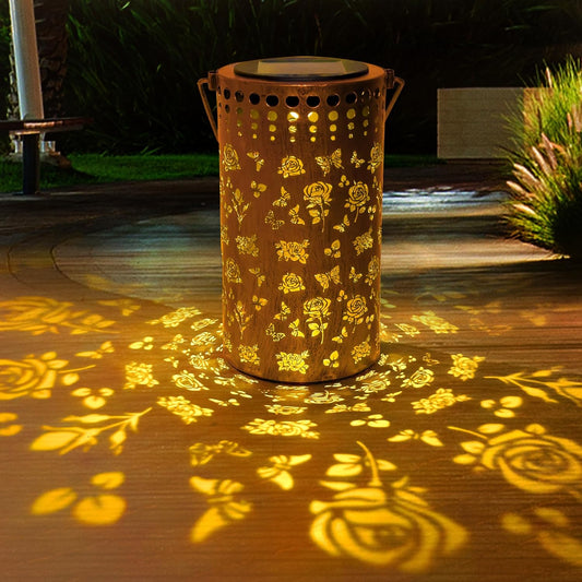 Butterfly Rose Solar Lanterns Outdoor Waterproof, Birthday Gifts for Women Mom Grandma, Hanging Solar Lights for Yard, Patio, Porch, Garden Decor, Christmas Gifts for Her/Him