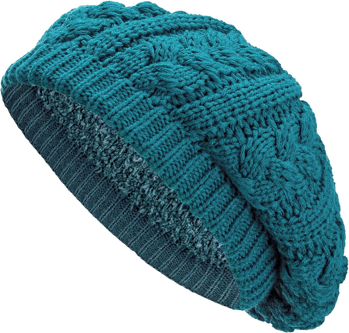 BYOS Womens Winter Cozy Cable Fleece Lined Knit Beret Beanie Hat (Set Available)