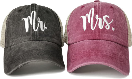 Hepandy Mr Mrs Mom Dad Captain First Mate Mama and Mini Baseball Hats