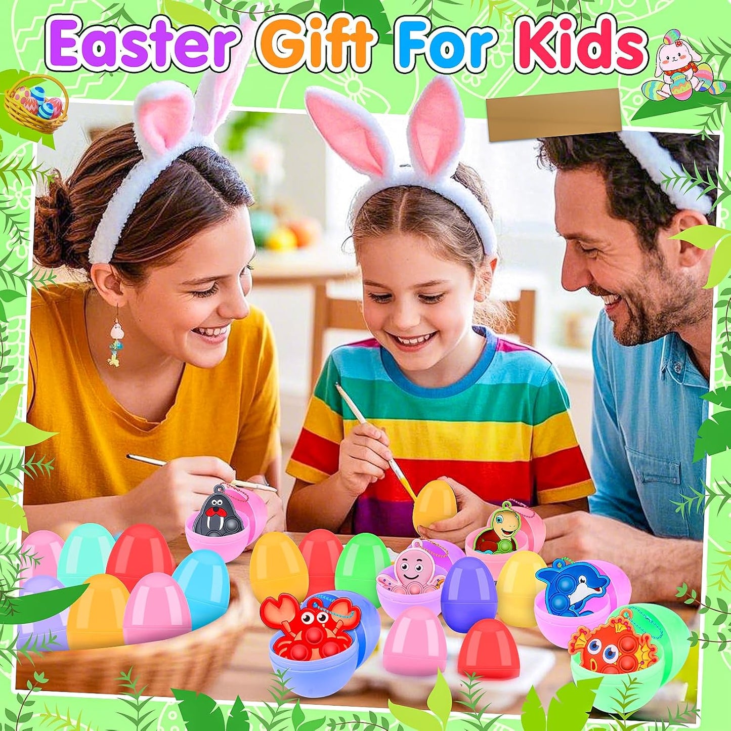 24 Pack Prefilled Easter Eggs with Toys,2.7inch Easter Eggs Filled with Sea Animal Pop Toys,Easter Basket Stuffers for Kids,Prefilled Eggs for Easter Egg Hunt