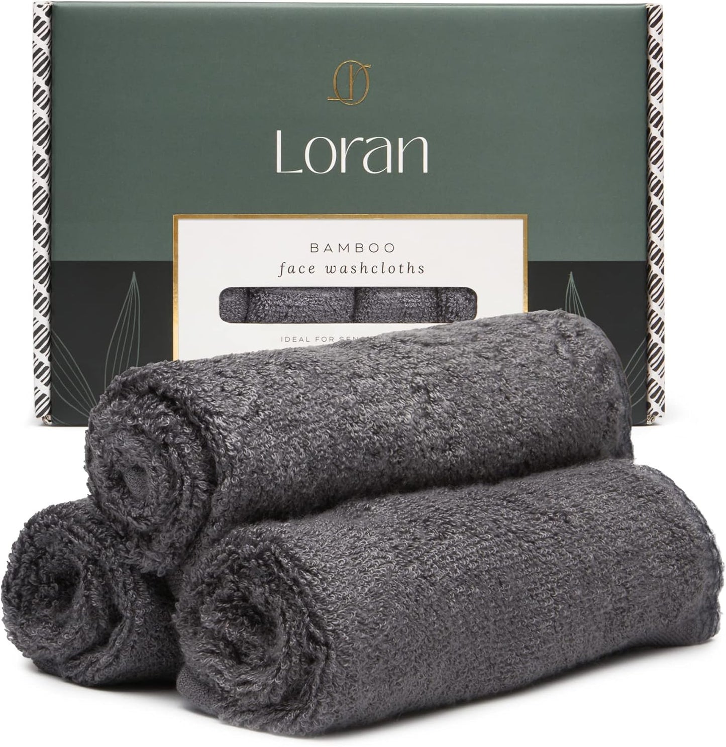 Charcoal Grey Washcloths Set of 6 Soft Facial Cloths 10” x 10” 100% Viscose Derived from Bamboo Spa-Like Feel Silky Face Cloth for Skin Cleansing