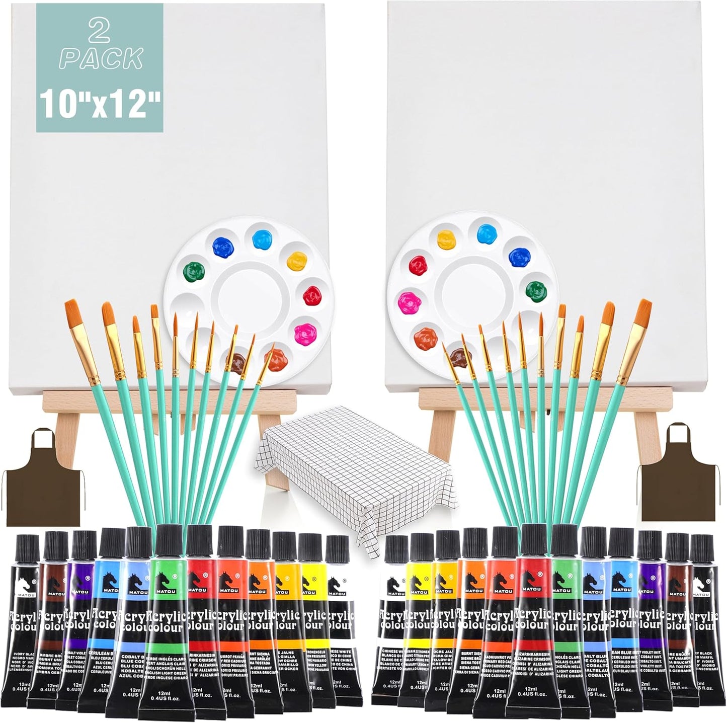 2-Pack 10''x12'' Sip and Paint Kit for Adults (with Easel), Date Night Painting Kits for Adults, Couples, Beginners, and Painting Parties | Ideal for Art Lovers and Creative Fun