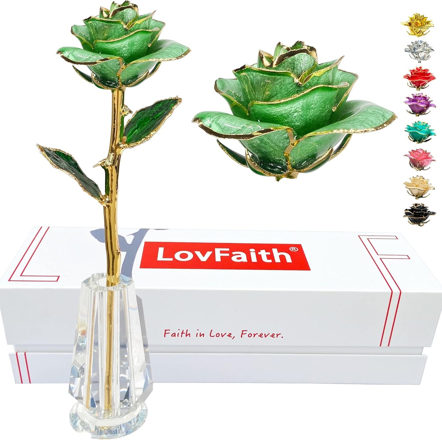 Valentine Gift Real Rose Dipped 24K Gold with Crystal Stand, Best Anniversary Rose Gift for Her Wife Mother Birthday Christmas