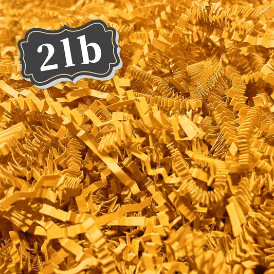 2 LB Golden Yellow Crinkle Cut Paper Shred Filler Great for Gift Wrapping, Basket Filling, Birthday, Wedding, Halloween, Thanksgiving, Christmas Day, New Year Party Decorations Filling Supplies