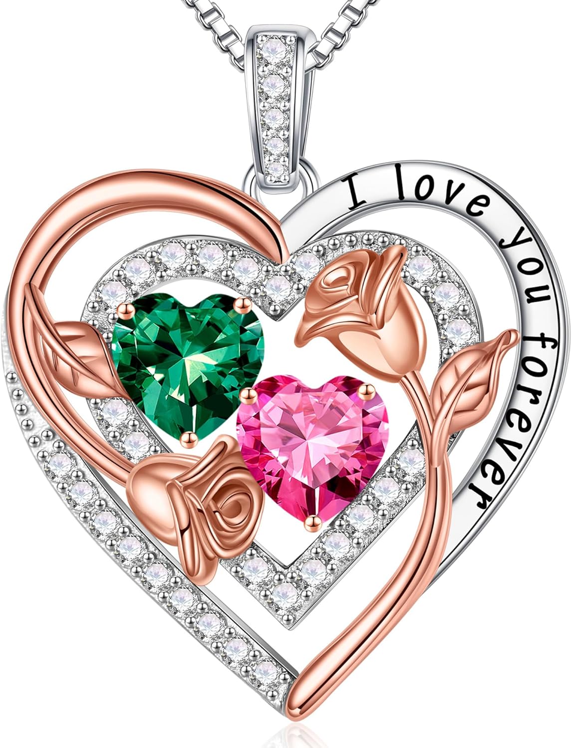 Iefil Birthstone Necklace for Women - Sterling Silver Birthstone Necklace Anniversary Birthday Gifts for Her Wife Mom Daughter