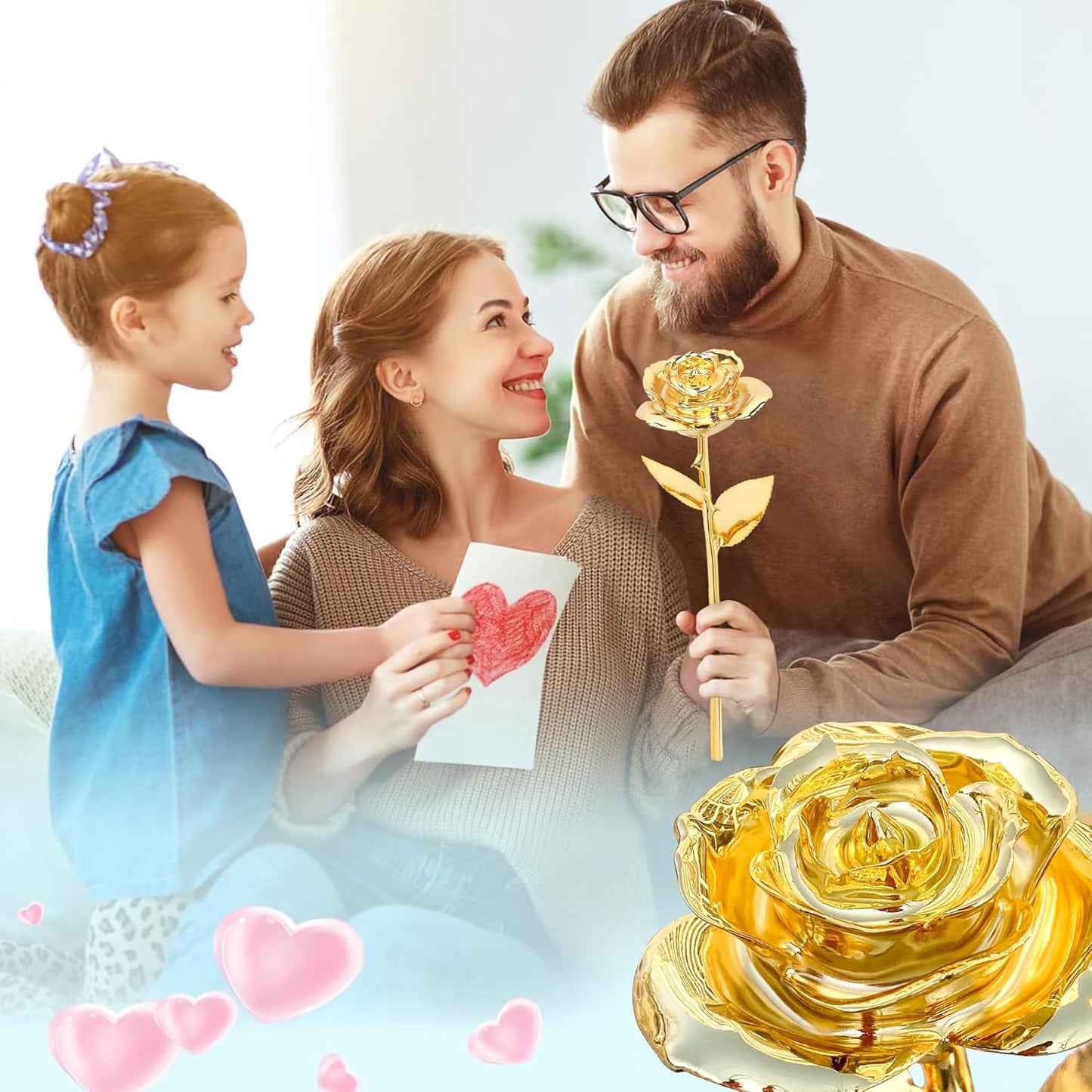 Sinvitron Gold Dipped Rose Real 24K Gold Rose, Hand Dipped One of a Kind Golden Roses, Romantic Gifts for Women on Birthday, Anniversary, Mother’s Day (Golden)