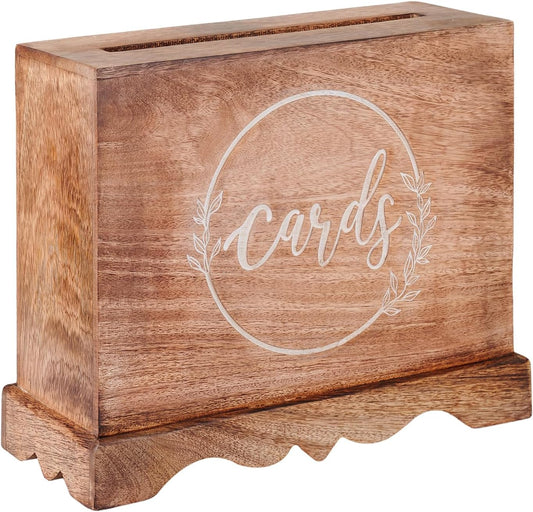 Wedding Card Box with Card Slit and Lock 12"X10"X4.5"- Gift Wishing Well Card Box for Weddings, Receptions, Birthdays, Graduations, Baby Showers, Honeymoon Funds KHNDCNC (Burnt)