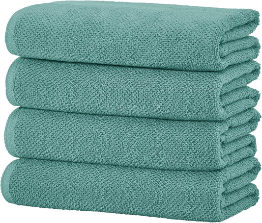 Great Bay Home Blue Bath Towels - 100% Cotton 4 Pack 54x27 Bath Towel Set - Absorbent, Quick-Drying, Durable Towels for Bathroom Decor - Low-Twist, Two-Ply Fibers (Mineral Blue)