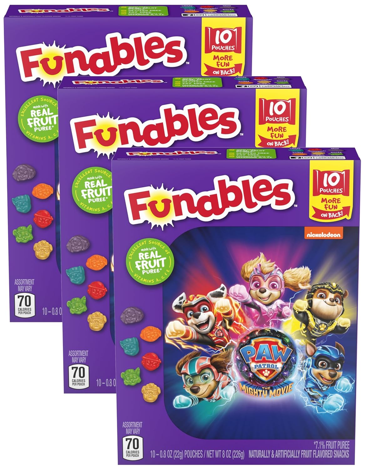 Funables Fruit Snacks, Paw Patrol Shaped Fruit Flavored Snacks, 0.8 Ounce Pouches (Pack of 30)