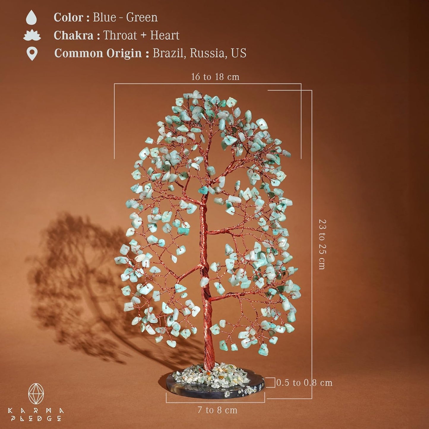 Crystal Trees for Home and Office Decoration, Amazonite Chakra Healing Crystals Feng Shui Handmade Trees for Positive Energy, Money, Good Luck, Christmas Decor, Birthday Gifts for Women, Mom