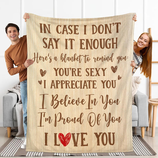 Couple Gifts for Girlfriend Boyfriend - Soft Fleece Throw Blankets 60x80 in - Wedding Anniversary Birthday Gifts for Him Her Husband Wife Women Men, I Love You Blanket