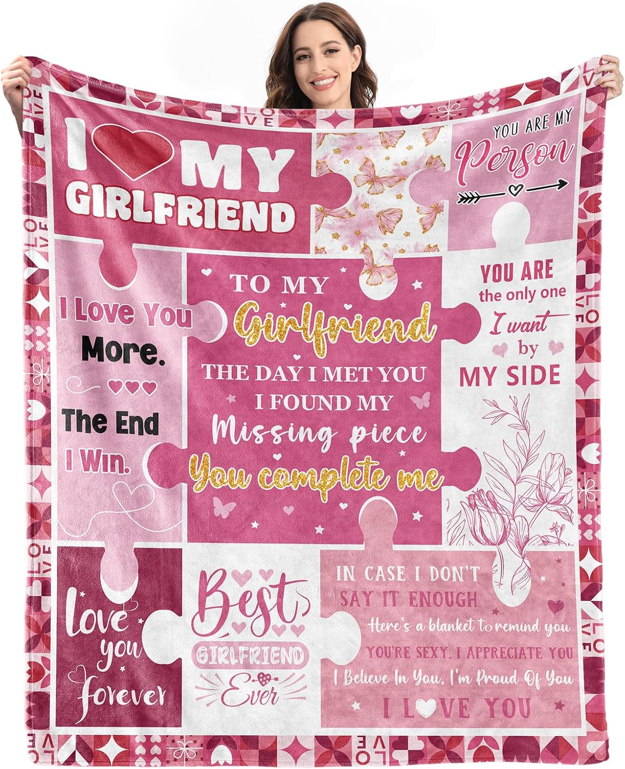 Gifts for Girlfriend from Boyfriend - Valentines Day Girlfriend Gifts for Birthday Mothers Day Christmas - Anniversary Romantic Gift for Her Women - Cute GF Gift Ideas - Soft Flannel Blanket 60"x50"